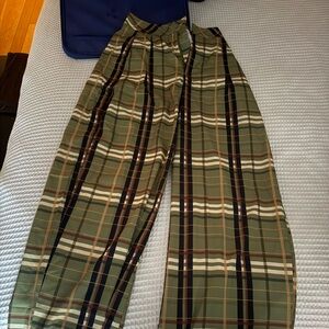 Plaid Wide-Leg Pants